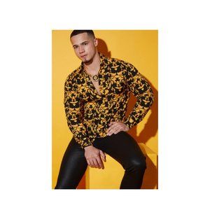 Gold Leaf Long Sleeve Woven Top
